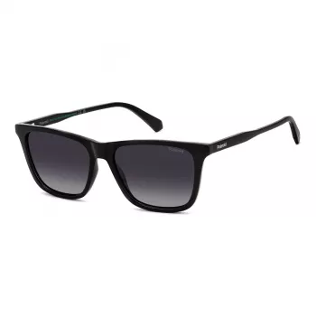 POLAROID PLD4190S807 Herren Rechteck-Sonnenbrille - Schwarzer Rahmen Graue Polarisierte Gläser 56mm