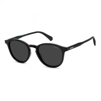 POLAROID PLD4191S807 Herren eckige Sonnenbrille - Schwarzer Rahmen graue polarisierte Gläser 51mm