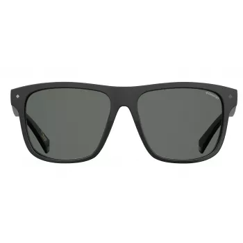 Polaroid PLD6041S807M9 Herren Rechteckige Sonnenbrille - Schwarzer Rahmen Graue Gläser 56/16/145 mm