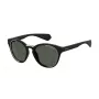 Polaroid PLD6065S807 Unisex Rechteck-Sonnenbrille - Schwarzer Rahmen, graue polarisierte Gläser, 52 mm