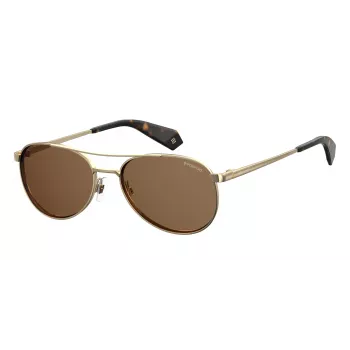 Polaroid PLD6070SXJ5GS Damen-Rechteck-Sonnenbrille - Havanna-Acetatrahmen, graue polarisierte Gläser, 56 mm