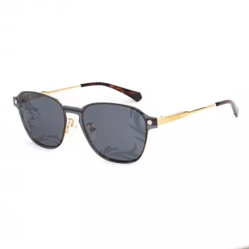 POLAROID PLD6119GCSJ5G Unisex Rechteckige Sonnenbrille - Havana Rahmen, Graue Polariserte Gläser, 53 mm