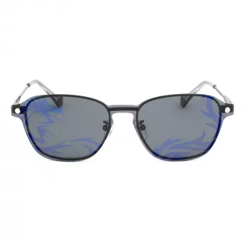 POLAROID PLD6119GCSKJ1 Unisex-Rechteck-Sonnenbrille - Graue polarisierte Gläser, schwarzer Rahmen, 53 mm