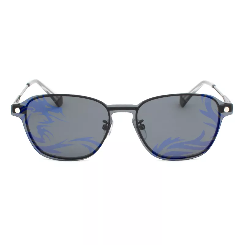 POLAROID PLD6119GCSKJ1 Unisex-Rechteck-Sonnenbrille - Graue polarisierte Gläser, schwarzer Rahmen, 53 mm