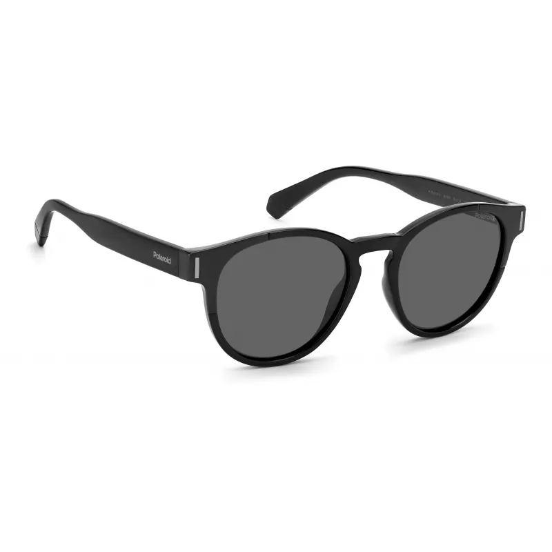 Polaroid PLD6175S807M9 Unisex Rechteckige Sonnenbrille - Schwarzer Rahmen Graue Polarisierte Gläser 51mm