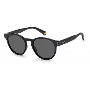 Polaroid PLD6175S807M9 Unisex Rechteckige Sonnenbrille - Schwarzer Rahmen Graue Polarisierte Gläser 51mm