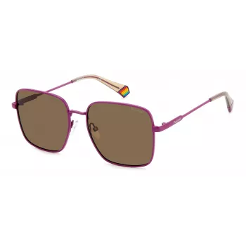 Polaroid PLD6194SX1JZF Damen-Sonnenbrille, quadratisch, Acetat, Havana Braun, polarisiert, UV400