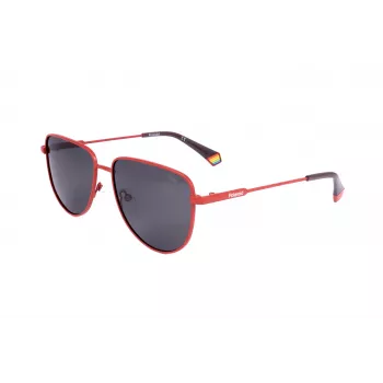 POLAROID PLD6196SX0Z3 Unisex Square Sunglasses - Black Frame Grey Polarized Lenses 56mm