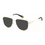 POLAROID PLD6196SXJ5G Unisex Rechteck-Sonnenbrille - Schwarzer Rahmen, graue polarisierte Gläser, 56 mm