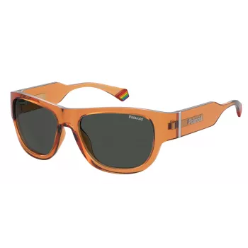 Polaroid PLD6197SMCL7Q Unisex Rechteckige Sonnenbrille - Havana/Braun - Polarisiert UV400
