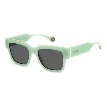 POLAROID PLD6198SX1EDF Unisex Rechteck-Sonnenbrille - Schwarzer Rahmen Graue Polarisierte Gläser 52mm