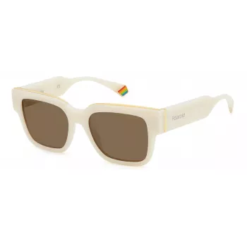 POLAROID PLD6198SXSZJ Unisex Rechteck-Sonnenbrille - Havanna-Rahmen, grüne polarisierte Gläser - 52/18/140 mm