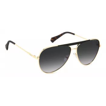 Polaroid PLD6200SXRHLG Unisex Rechteckige Sonnenbrille - Schwarzer Rahmen Graue Polarisierte Gläser 61mm
