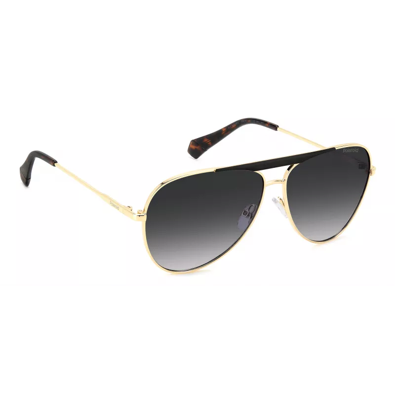 Polaroid PLD6200SXRHLG Unisex Rechteckige Sonnenbrille - Schwarzer Rahmen Graue Polarisierte Gläser 61mm