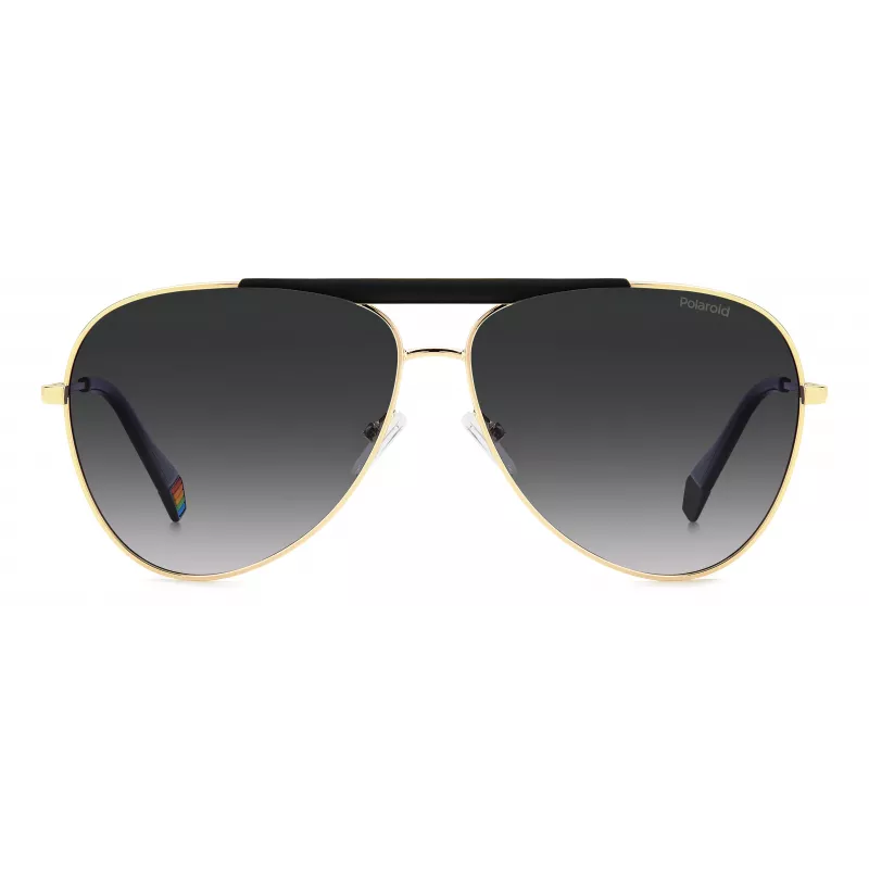 Polaroid PLD6200SXRHLG Unisex Rechteckige Sonnenbrille - Schwarzer Rahmen Graue Polarisierte Gläser 61mm