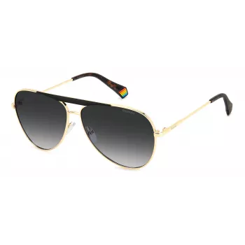 Polaroid PLD6200SXRHLG Unisex Rechteckige Sonnenbrille - Schwarzer Rahmen Graue Polarisierte Gläser 61mm
