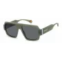 POLAROID PLD6209SX1ED Unisex Rechteck-Sonnenbrille - Schwarzer Rahmen, graue Gläser