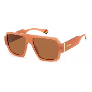 POLAROID PLD6209SX789 Unisex Rechteck-Sonnenbrille - Havanna Rahmen, Braune polarisierte Gläser, 55 mm