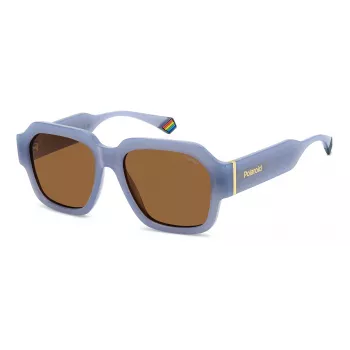Polaroid PLD6212SXMVU Unisex eckige Sonnenbrille - Schwarzer Rahmen, graue polarisierte Gläser - 54/17/140 mm