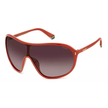 POLAROID PLD6216SL7Q Unisex-Sonnenbrille - Schwarzer Rahmen, Graue polarisierte Gläser, Schildform