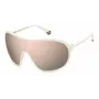 POLAROID PLD6216SVK6 Unisex Rechteck-Sonnenbrille - Dunkelgrauer Propionat-Rahmen, Graue polarisierte Polycarbonat-Gläser, UV400-Schutz