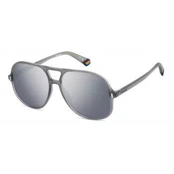 POLAROID PLD6217SRIW Unisex Sonnenbrille - Schwarzer Rahmen, Graue polarisierte Gläser, 57 mm