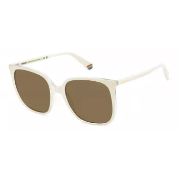 Polaroid PLD6218SVK6 Damen-Sonnenbrille mit Polarisationsgläsern, Havana-Braun Rahmen, Braune Gläser, 56/19/140 mm