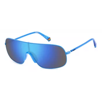 POLAROID PLD6222SMVU Unisex Rechteck-Sonnenbrille - Schwarzer Rahmen, graue polarisierte Gläser, 99 mm