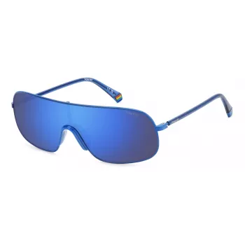 POLAROID PLD6222SPJP Unisex Rechteckige Sonnenbrille - Polarisierte graue Gläser - Schwarzer Rahmen