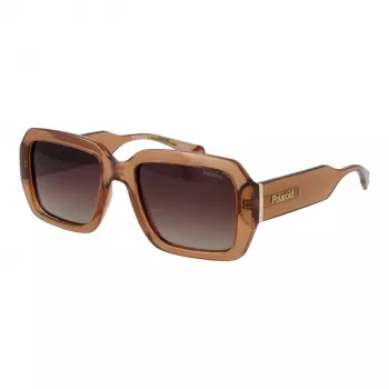 POLAROID PLD6223SX5409 Unisex Rechteck-Sonnenbrille - Schwarzer Rahmen, graue polarisierte Gläser, 54 mm