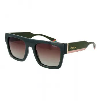Polaroid PLD6224SX541E Unisex Rechteck-Sonnenbrille - Graue Gläser, Schwarz/Grauer Rahmen