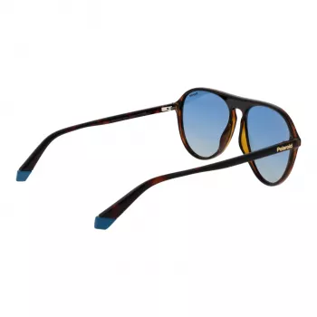 Polaroid PLD6225S57086 Herren-Rechteck-Sonnenbrille - Havanna-Rahmen, graue polarisierte Gläser