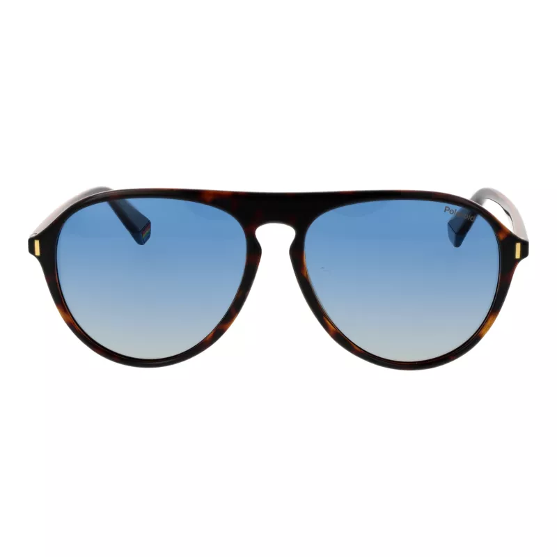 Polaroid PLD6225S57086 Herren-Rechteck-Sonnenbrille - Havanna-Rahmen, graue polarisierte Gläser