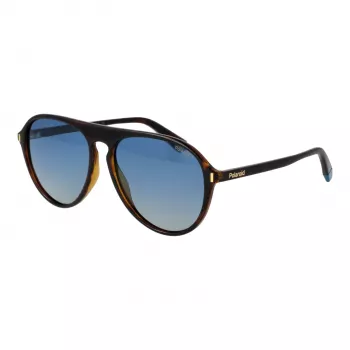 Polaroid PLD6225S57086 Herren-Rechteck-Sonnenbrille - Havanna-Rahmen, graue polarisierte Gläser