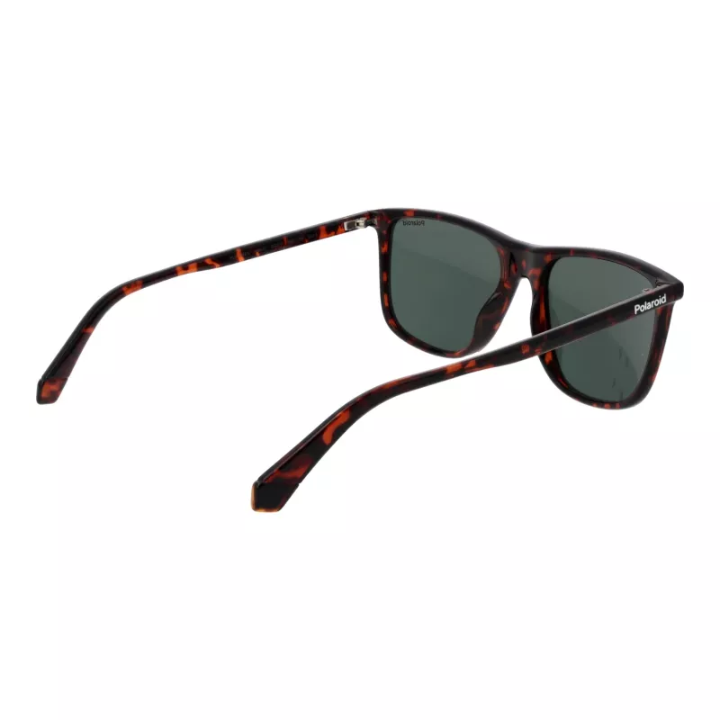 POLAROID PLD6232S55086 Herren Rechteck-Sonnenbrille - Schwarzer Rahmen, Graue Polarisierte Gläser, 55 mm