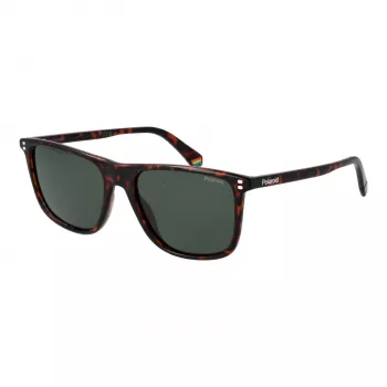 POLAROID PLD6232S55086 Herren Rechteck-Sonnenbrille - Schwarzer Rahmen, Graue Polarisierte Gläser, 55 mm