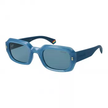 Polaroid PLD6239SX51MV Unisex Rechteck-Sonnenbrille - Schwarzer Rahmen Graue Gläser 51mm