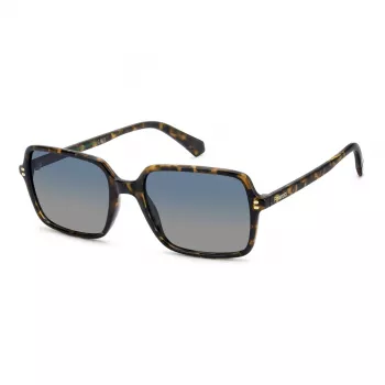 POLAROID PLD6247S086 Herren Rechteckige Havana Sonnenbrille mit Polarisierten Grünen Gläsern