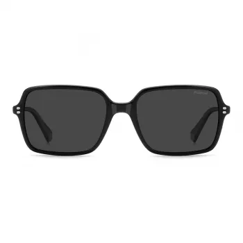 Polaroid PLD6247S807 Herren Rechteck-Sonnenbrille - Schwarzer Rahmen Grau Polarisierte Gläser 56mm