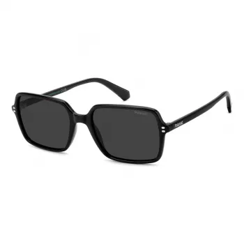 Polaroid PLD6247S807 Herren Rechteck-Sonnenbrille - Schwarzer Rahmen Grau Polarisierte Gläser 56mm