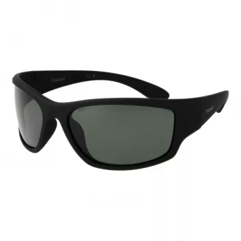 Polaroid PLD7005S63YYV Unisex Rechteck-Sonnenbrille - Schwarzer Rahmen Graue Gläser 63mm