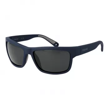 Polaroid PLD7031S59FLL Herren Rechteck-Sonnenbrille - Matt Schwarzer Rahmen, Graue Polarisierte Gläser, 59 mm