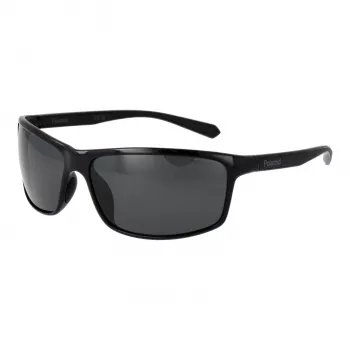 Polaroid PLD7036S63807 Unisex Rechteckige Sonnenbrille - Schwarzer Rahmen Graue Gläser