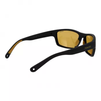 POLAROID PLD7037S60PGC Unisex Rechteck-Sonnenbrille - Schwarzer Rahmen, Graue polarisierte Gläser, 60/16/140 mm
