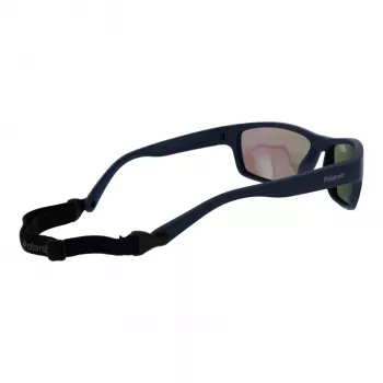 Polaroid PLD7037S60PJP Unisex Rechteck-Sonnenbrille - Schwarzer Rahmen Graue Gläser 60mm
