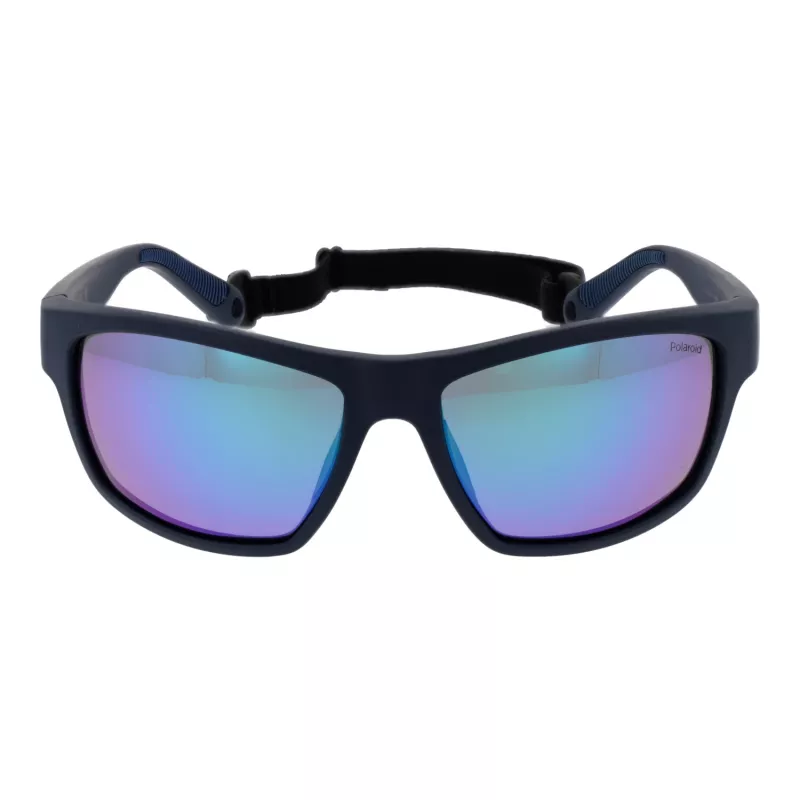 Polaroid PLD7037S60PJP Unisex Rechteck-Sonnenbrille - Schwarzer Rahmen Graue Gläser 60mm