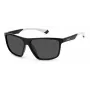 POLAROID PLD7044S08A Herren-Rechteck-Sonnenbrille - Polarisierte graue Gläser - Schwarz/Grauer Rahmen