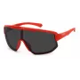 Polaroid PLD7047S0Z3 Unisex Rechteck-Sonnenbrille - Schwarzer Rahmen, graue Gläser, 99 mm