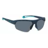 POLAROID PLD7048SZX9G6 Unisex Rechteck-Sonnenbrille - Schwarzer Rahmen, grau-grüne polarisierte Gläser, 65 mm