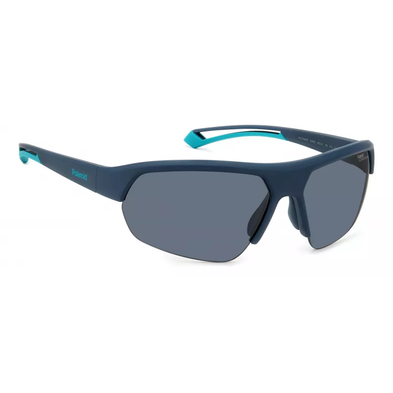 POLAROID PLD7048SZX9G6 Unisex Rechteck-Sonnenbrille - Schwarzer Rahmen, grau-grüne polarisierte Gläser, 65 mm